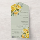 gele rozen QR-code All In One Uitnodiging (Binnen)