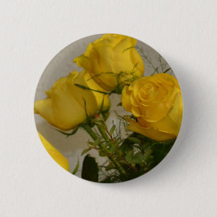 Gele rozen ronde button 5,7 cm
