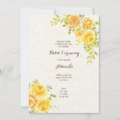 Gele rozen schattig meisje Haldi Uitnodiging (Achterkant)