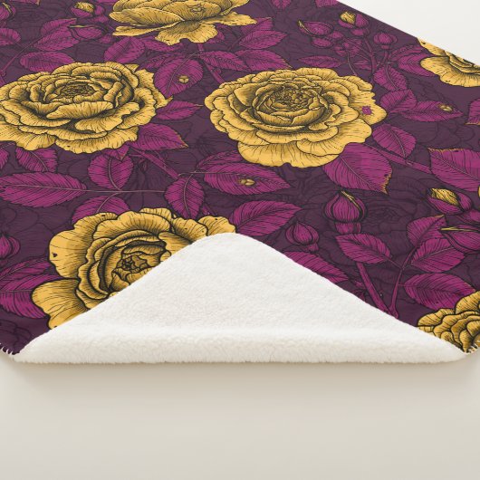 Gele rozen sherpa deken (3/4)