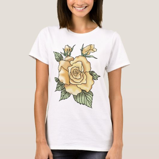 Gele rozen t-shirt (Voorkant)