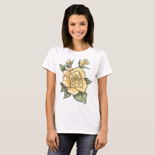 Gele rozen t-shirt (Voorkant volledig)