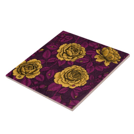 Gele rozen tegeltje (Zijkant)