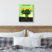 Gele rozen tegen een groene muur canvas afdruk (Insitu (Slaapkamer))