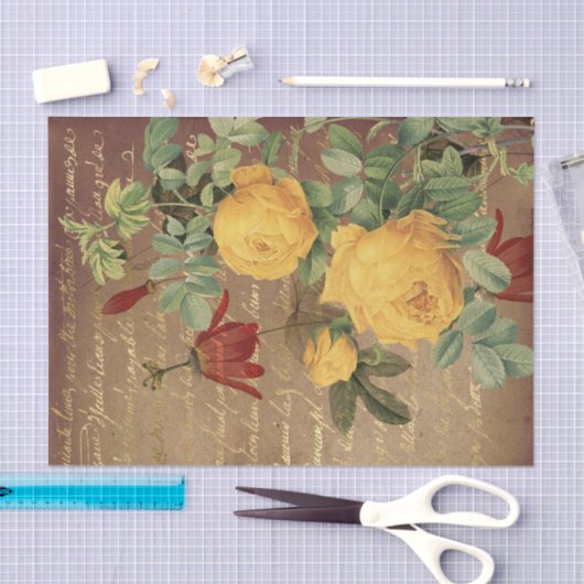  gele rozen tissuepapier (Craft)