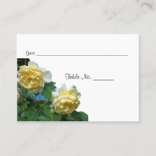 Gele Rozen Trouwtafel Plaatskaartje (Voorkant)