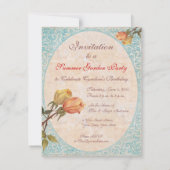 Gele  Rozen Tuin Verjaardagsfeest Kaart (Achterkant)