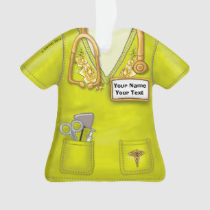 Gele Rozen Verpleegster medische scrubs ornament