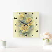 Gele rozen vierkante klok (Huis)