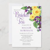 Gele rozen | Violet Boho Floral Bridal Tea Kaart (Voorkant)