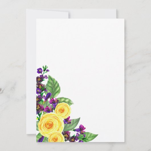 Gele rozen | Violet Boho Floral Vrijgezellenfeest Kaart (Achterkant)