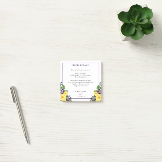 Gele Rozen | Violets Boho Bloemen Bruiloft Details Post-it® Notes (Kantoor)
