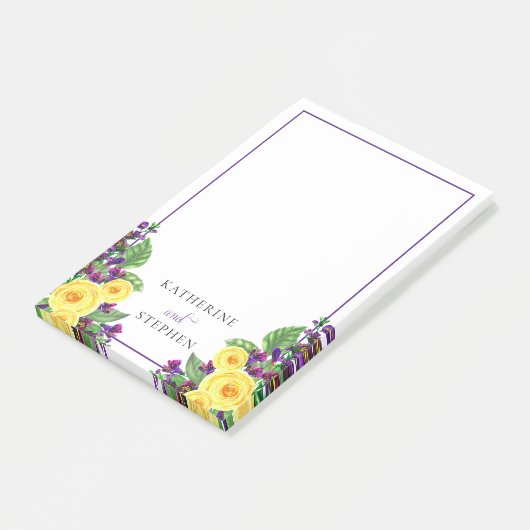Gele Rozen | Violets Boho Bloemen Bruiloft Details Post-it® Notes (Schuin)