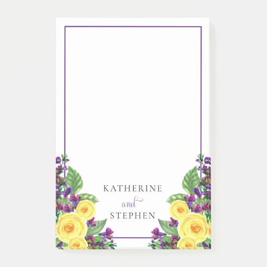 Gele Rozen | Violets Boho Bloemen Bruiloft Details Post-it® Notes (Voorkant)