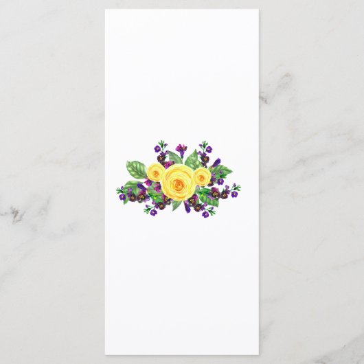 Gele Rozen | Violets Boho Bloemen Bruiloft Menu (Achterkant)