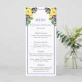 Gele Rozen | Violets Boho Bloemen Bruiloft Menu (Staand voorkant)
