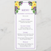 Gele Rozen | Violets Boho Bloemen Bruiloft Menu (Voorkant)
