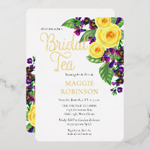 Gele Rozen   Violets Boho Bloemstuk Bruids-Thee Fo Folie Uitnodiging