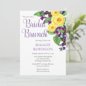 Gele rozen | Violets Boho Floral Bridal Brunch Kaart (Staand voorkant)