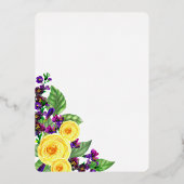 Gele rozen | Violets Boho Floral Bridal Tea Folie Folie Uitnodiging (Achterkant)
