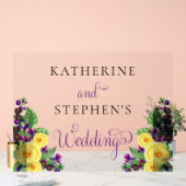 Gele rozen | Violets Boho Floral Wedding Acryl Bord (Huwelijk)