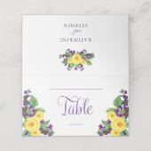 Gele rozen | Violets Boho Floral Wedding Plaatskaartje (Buitenkant ongevouwen)