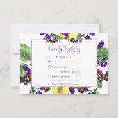 Gele rozen |Violets Boho Floral Wedding RSVP Kaartje (Voorkant)