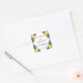Gele rozen | Violets Boho Floral Wedding Vierkante Sticker (Envelop)
