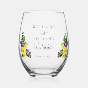 Gele rozen   Violets Boho Floral Wedding Wijnglas Zonder Voet