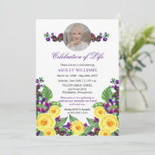 Gele rozen |Violets Floral Celebration of Life I Kaart (Staand voorkant)