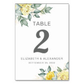 Gele rozen waterverf romantische bruiloft kaart (Achterkant)