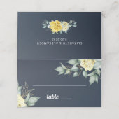 Gele rozen waterverf romantische marineblauw plaatskaartje (Buitenkant ongevouwen)