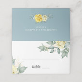 Gele rozen waterverf romantische moderne bloem plaatskaartje (Buitenkant ongevouwen)