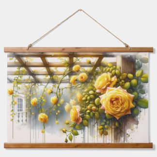 Gele Rozen Waterverf Tuin Hangend Wandkleed