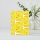 Gele rozen witte gouden bloemen briefkaart (Staand voorkant)