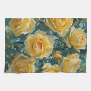 Gele Rozen Zomer Bloemen Schilderij Theedoek