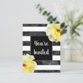 Gele rozen, zwarte witte Waterverf Stripes Kaart (Staand voorkant)