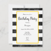 Gele rozen, zwarte witte Waterverf Stripes Kaart (Achterkant)