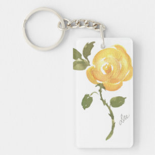 Gele rozenacrylSleutelhanger Sleutelhanger