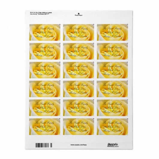 Gele rozenAdresetiketten Etiket (Full Sheet)