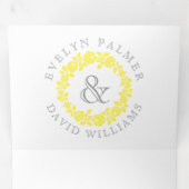 gele rozenbaard, grijze tong drieluik uitnodiging (Binnenzijde eerst)