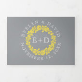  gele rozenbaars, ultieme grijze bruiloft drieluik uitnodiging (Cover)