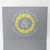  gele rozenbaars, ultieme grijze bruiloft drieluik uitnodiging (Binnenzijde eerst)