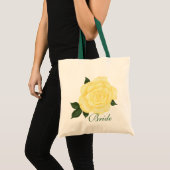Gele rozenbederven, bruinkoolbloem tote bag (Voorkant (product))