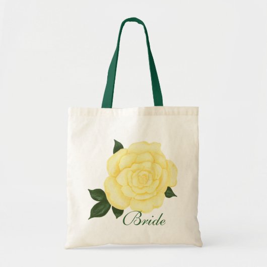 Gele rozenbederven, bruinkoolbloem tote bag (Voorkant)