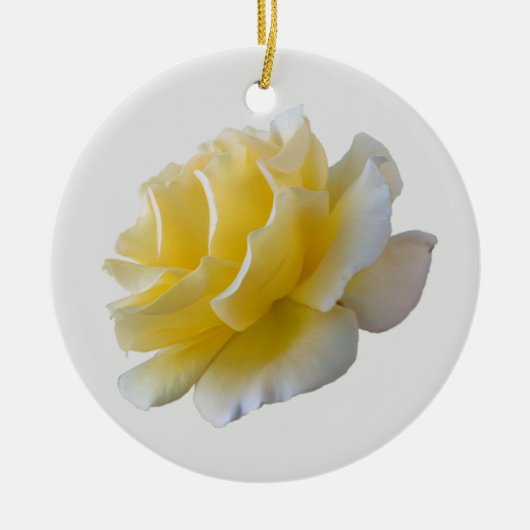 Gele rozenbladen keramisch ornament (Voorkant)