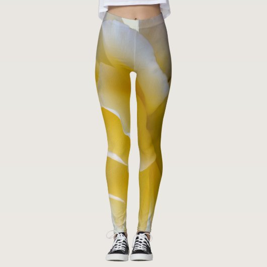 Gele rozenbladen leggings (Voorkant)