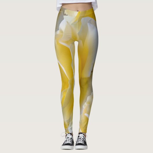 Gele rozenbladen leggings (Voorkant)