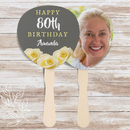 Gele rozenbloem 80e verjaardag Foto Handwaaier
