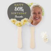 Gele rozenbloem 80e verjaardag Foto Handwaaier (Voorkant en achterkant)